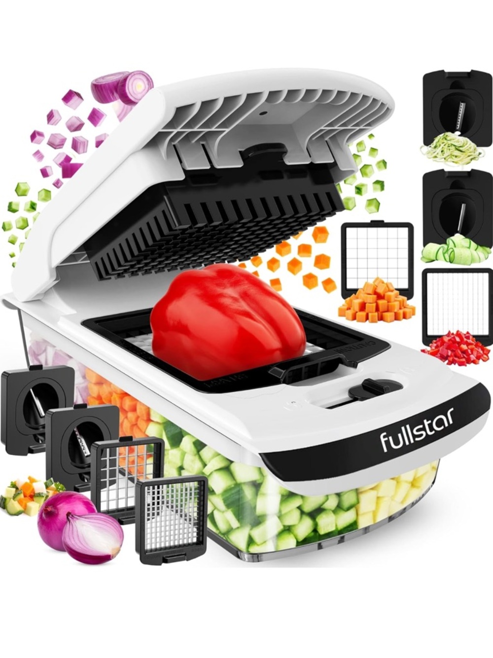 Fullstar White 4 in 1 Chopper plus - Multi-Blade Kitchen Dicer